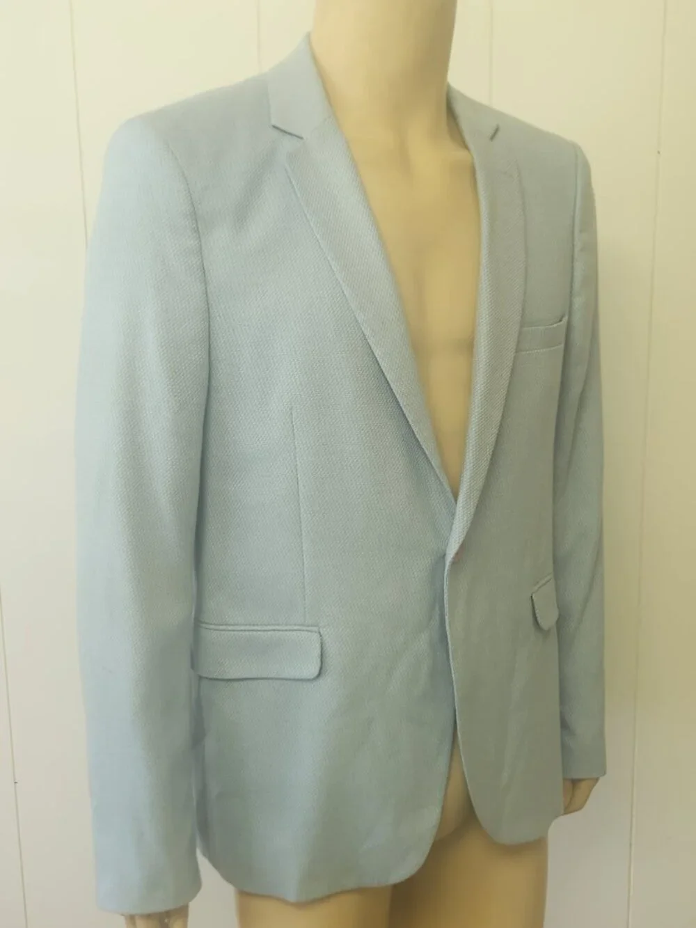 sky blue sport coat 42R men's soft flannel Efendi one button